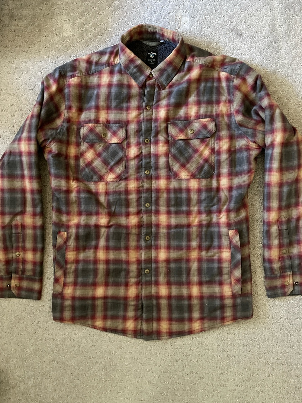KUHL Joyrydr sherpa-lined plaid shirt jacket, Large